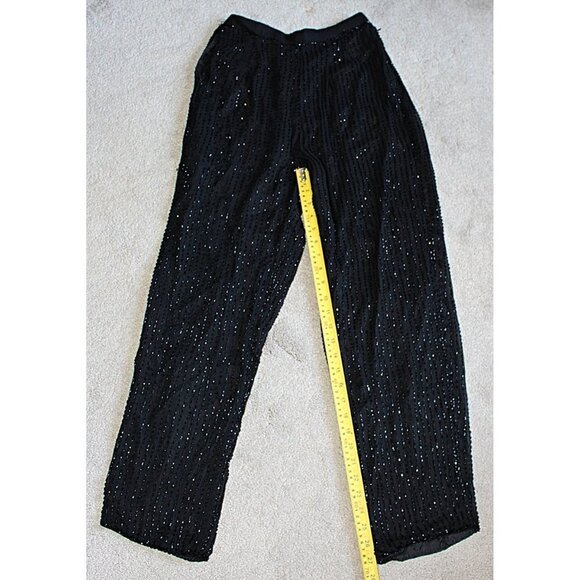 Vintage Glam Rock Beaded (Sequin) Silk Channel Pants - David Bowie Style, M - Picture 8 of 12